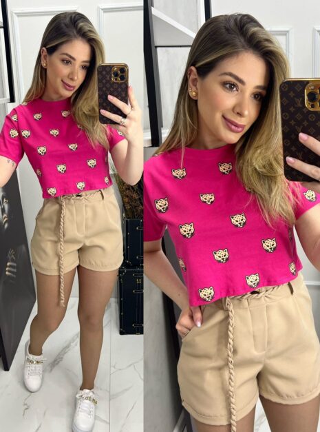 cropped tee tigre pink