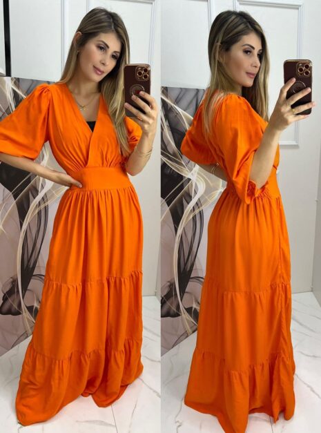 vestido longo joice laranja