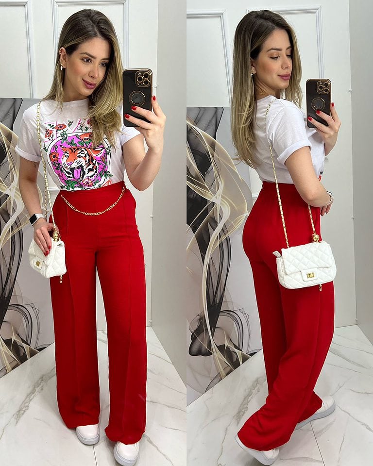 calça duna corrente tati vermelha