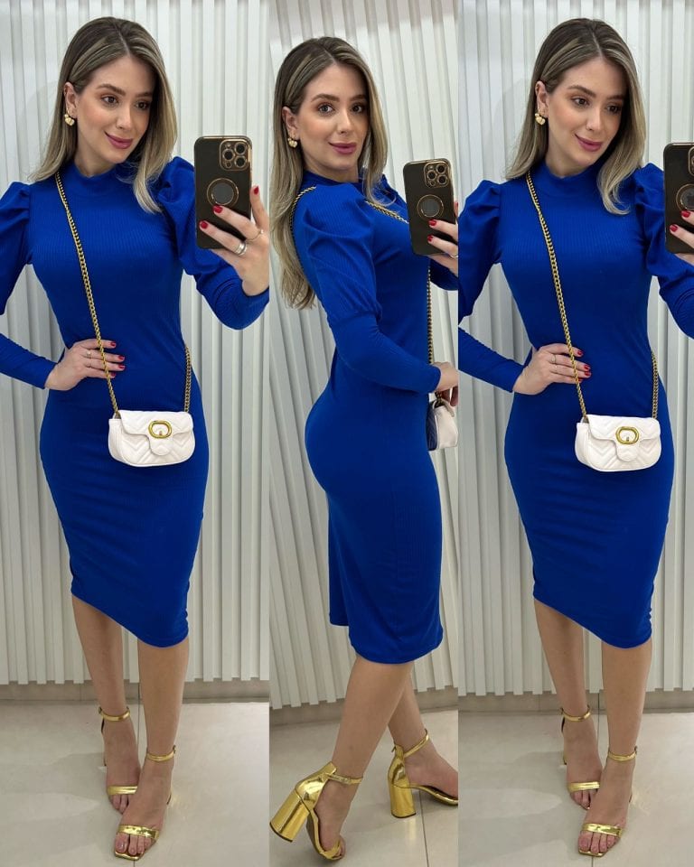 vestido midi canelado bruna preto (cópia)