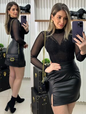 saia couro tanise preta