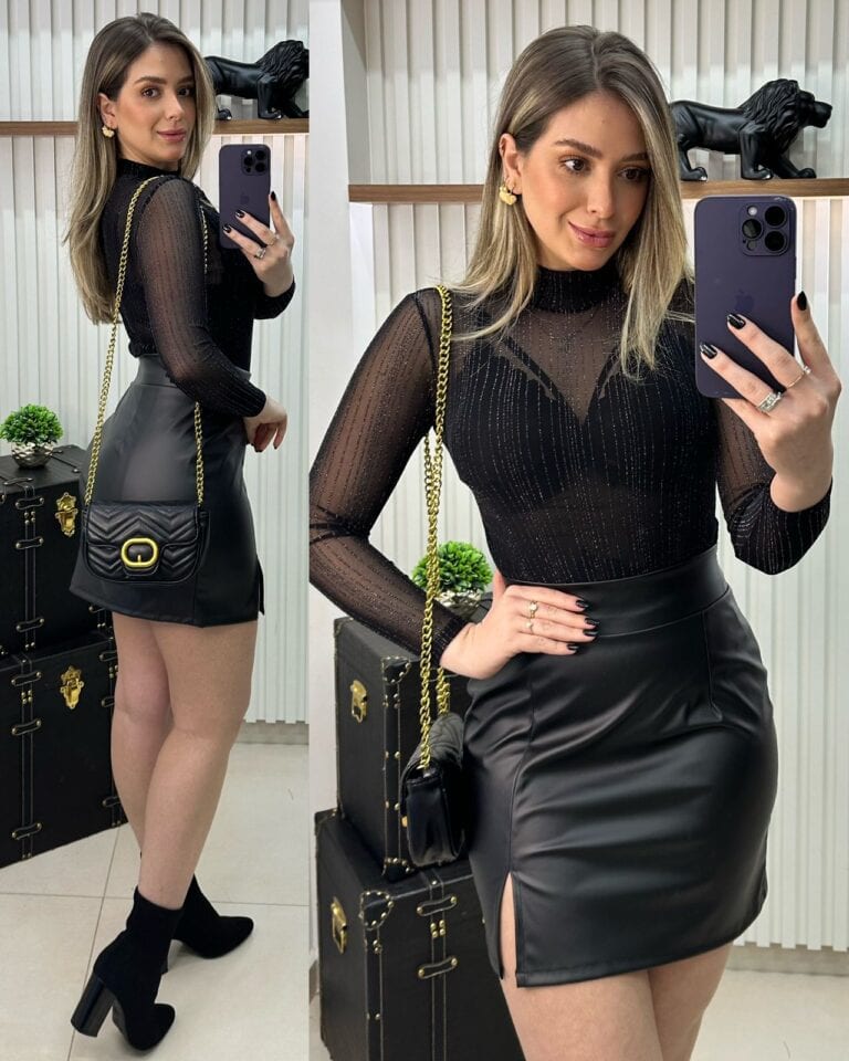 saia couro tanise preta