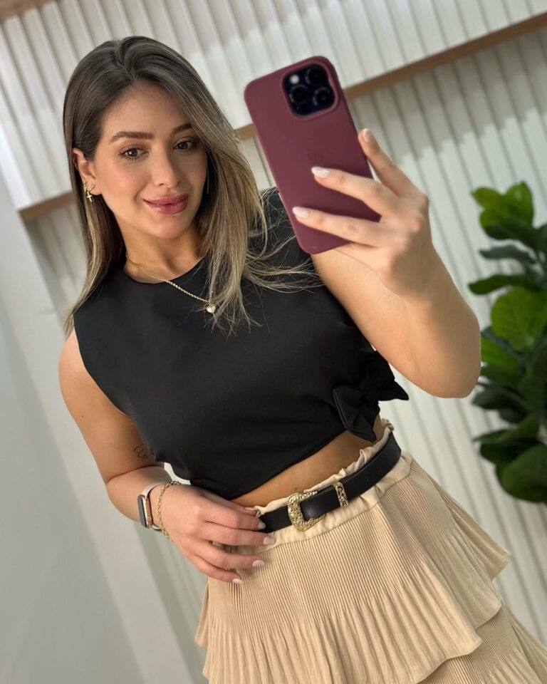 blusa babado flor brancva