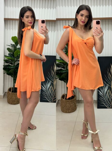 vestido amarração paola laranja