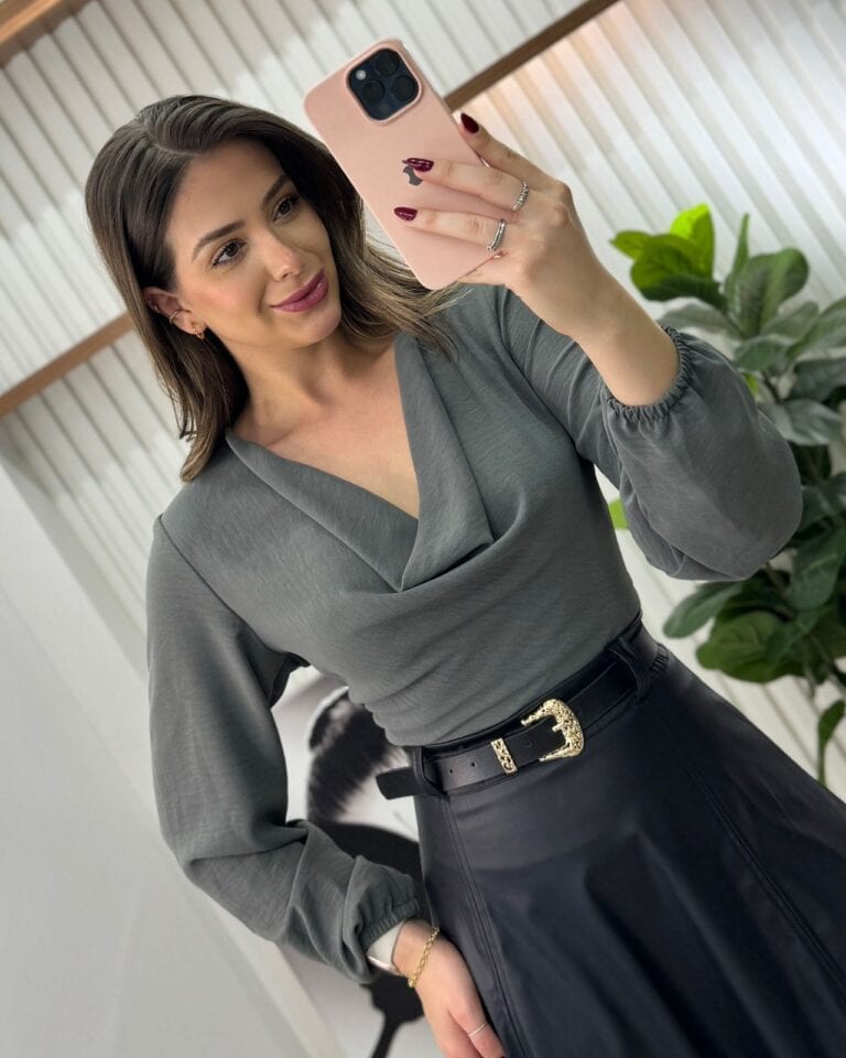 blusa babado débora marrom