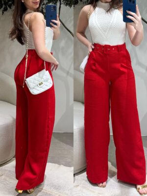 calça pantalona cinto juliana vermelha (cópia)