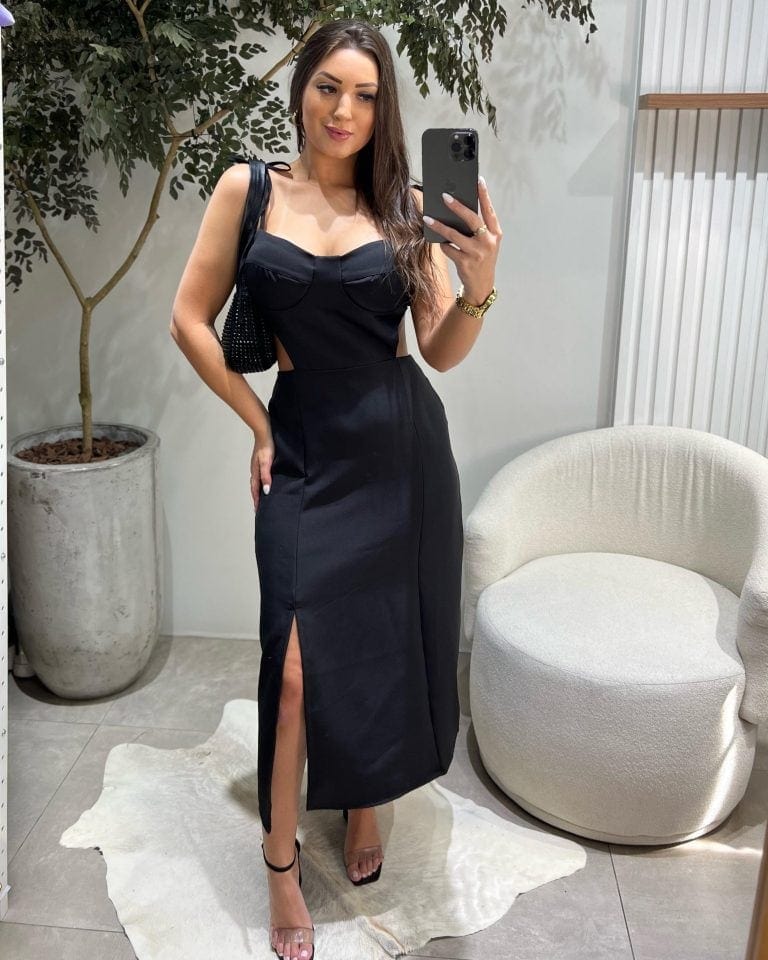 vestido recorte longo jessica preto