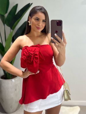 blusa flor amanda vermelho