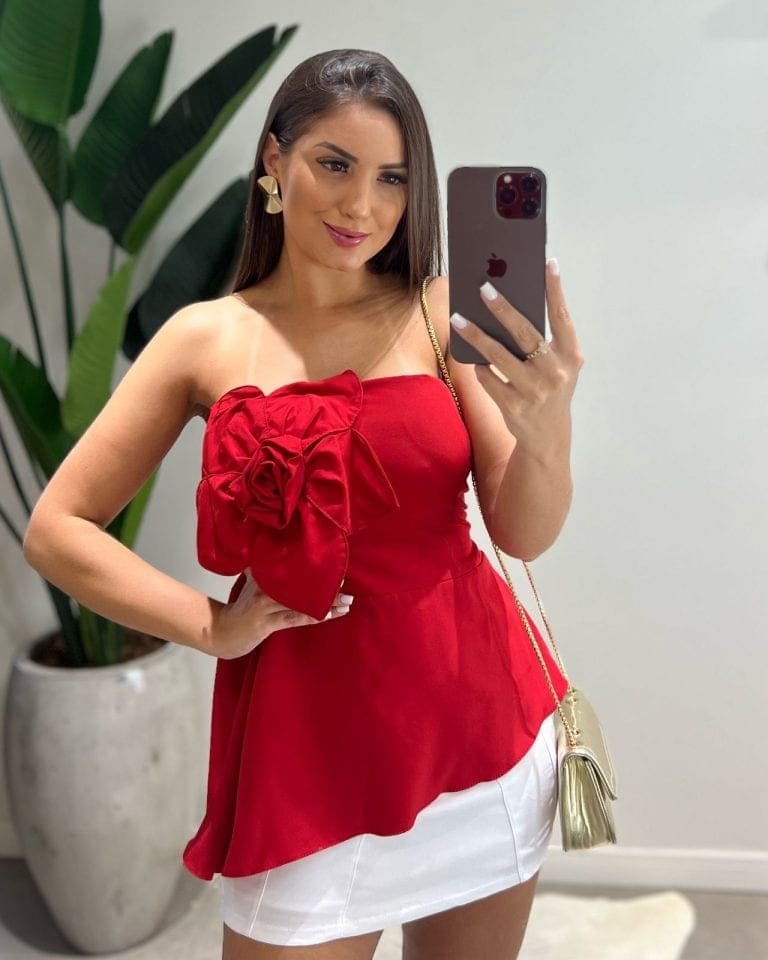 blusa flor amanda vermelho