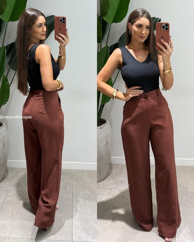 calça pantalona luiza marrom