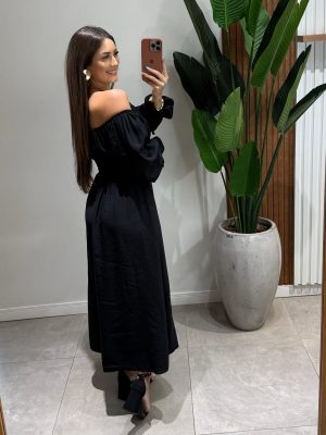 vestido longo aline preto