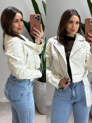 jaqueta couro cora preto