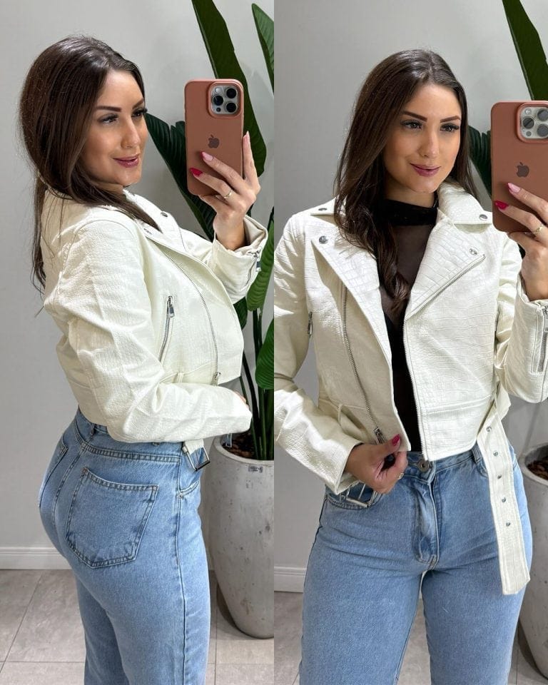 jaqueta couro cora preto