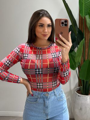 body tule xadrez ana vermelho