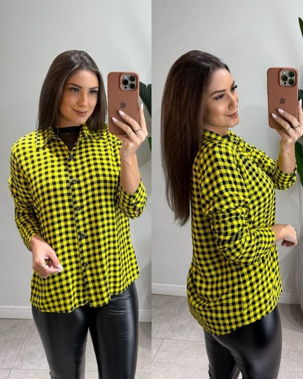 camisa xadrez flanelada camili