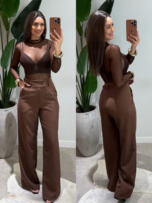 calça pantalona sonia marrom