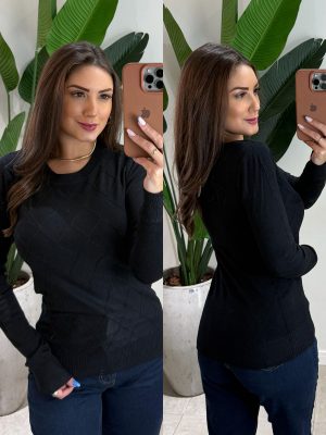 blusa modal bianca preto