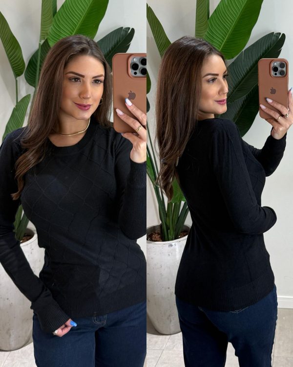 blusa modal bianca preto