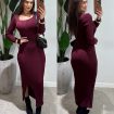 vestido midi modal celeste vinho