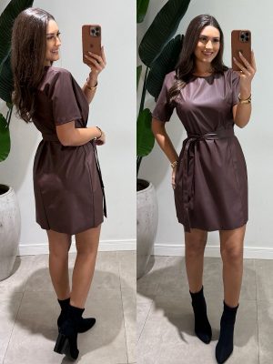 vestido couro bianca