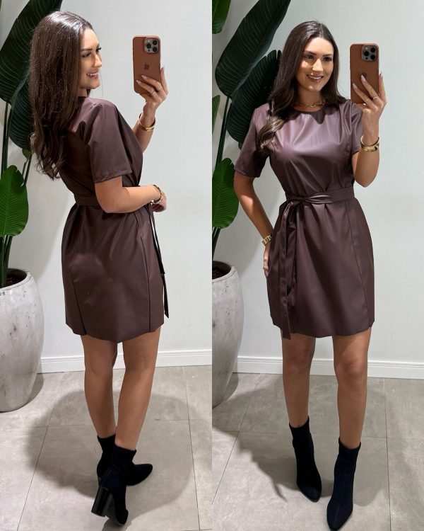 vestido couro bianca