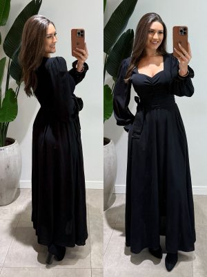 vestido longo emily preto