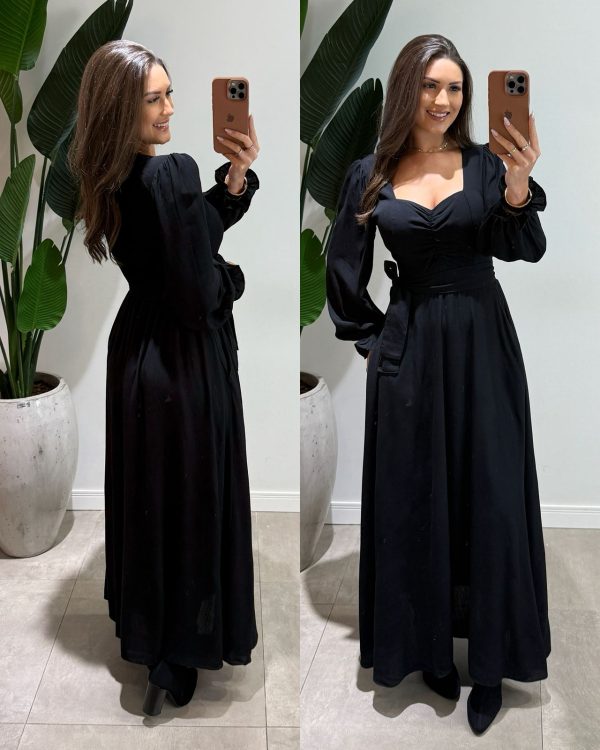 vestido longo emily preto