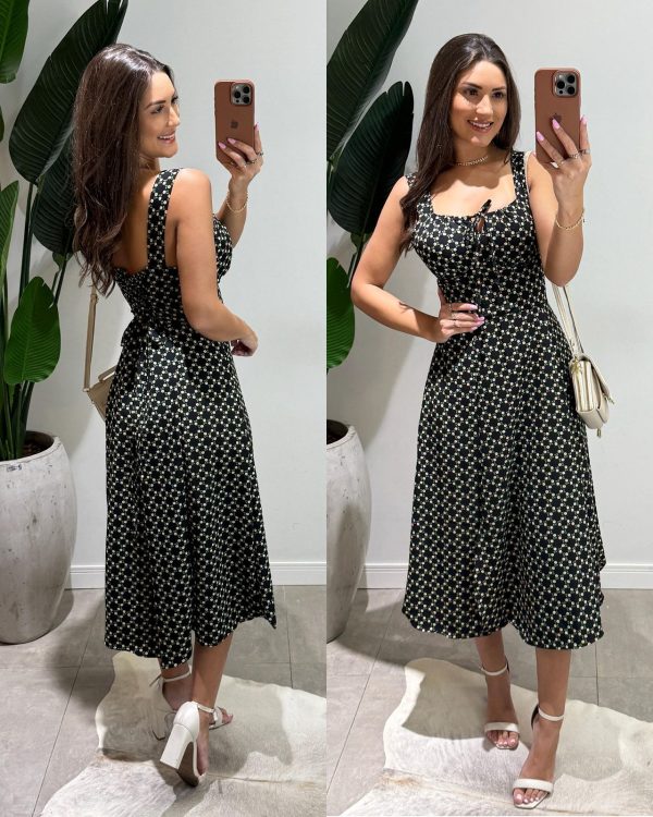 vestido flor magali preto