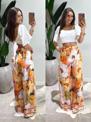 calça flores paloma rosa