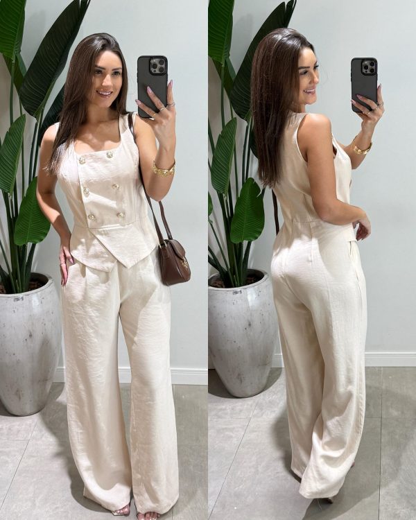 macacão botão ivana creme