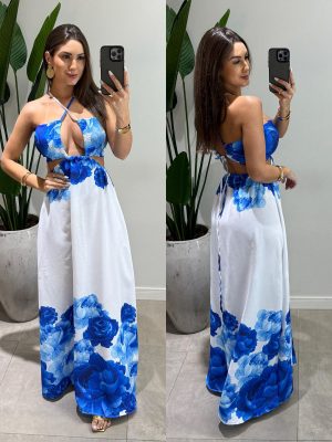 vestido flor azul ju