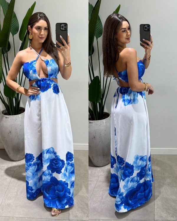vestido flor azul ju vestido flor azul ju