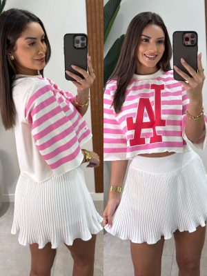 saia plissada julia branco