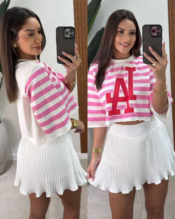 saia plissada julia branco