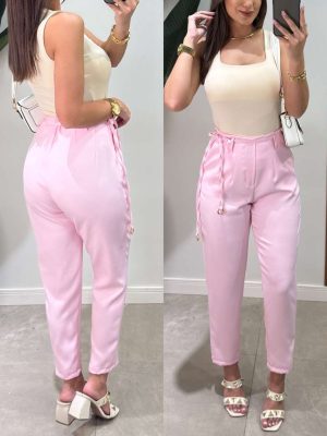 calça alfaiataria rosa