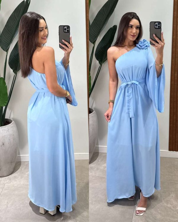 vestido midi helena azul