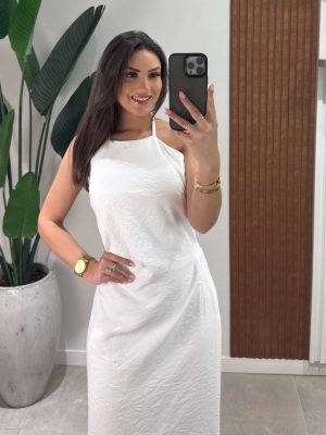 vestido drapeado midi eleonora branco (cópia)