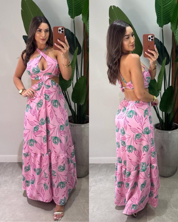 vestido longo flor ana azul