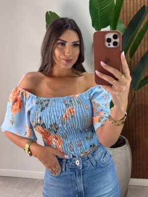 vestido longo flor ana azul