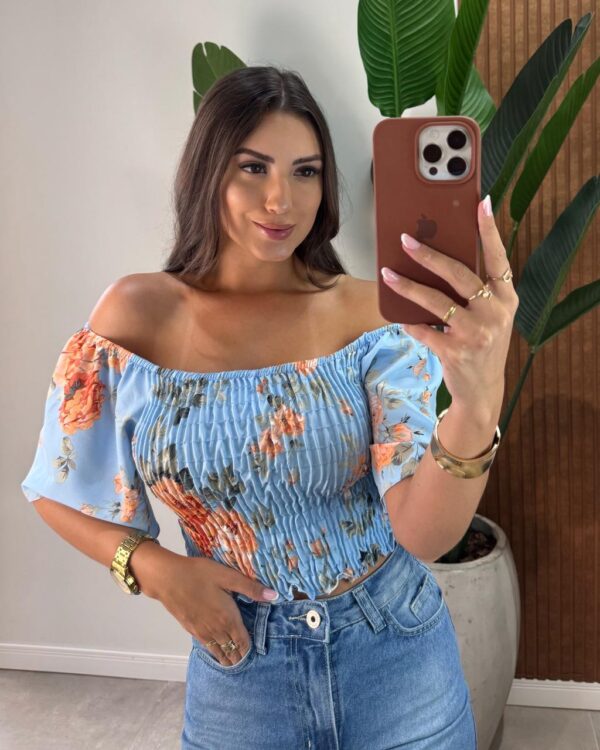 vestido longo flor ana azul