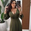 vestido festa manga irene verde oliva