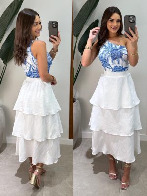 vestido longo fivela stily vermelho