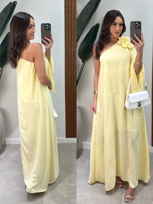 vestido longo simara amarelo