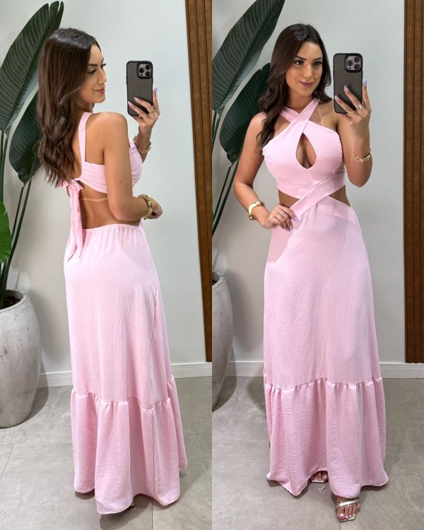 vestido longo juliana rosa black