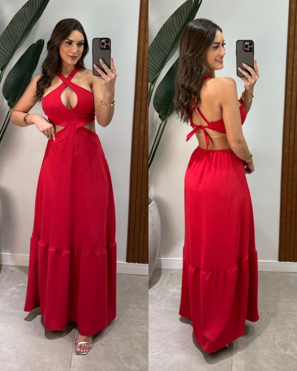 vestido longo juliana rosa black