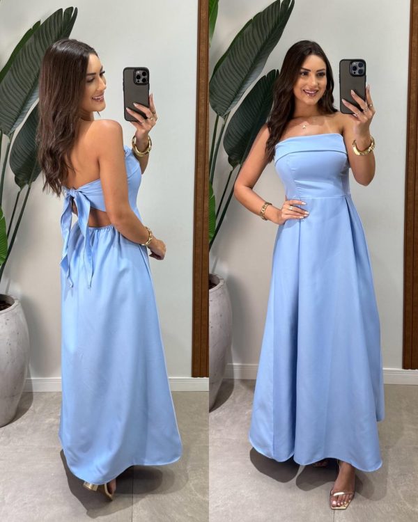 vestido longo frente Única danielle preto