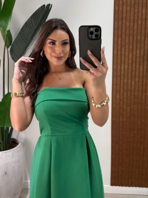 vestido longo frente Única danielle preto