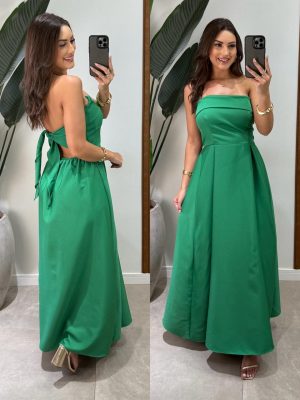 vestido longo frente Única danielle preto