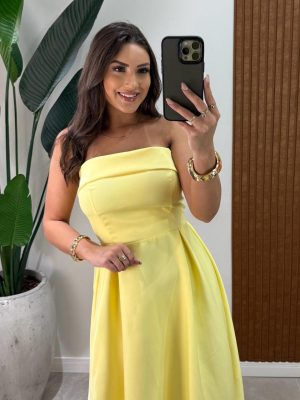 vestido longo frente Única danielle preto