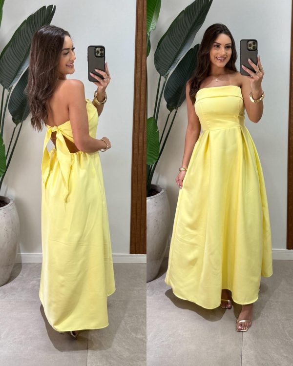 vestido longo frente Única danielle preto